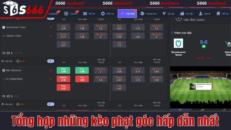 TOP những kèo phạt góc được quan tâm nhất tại S666